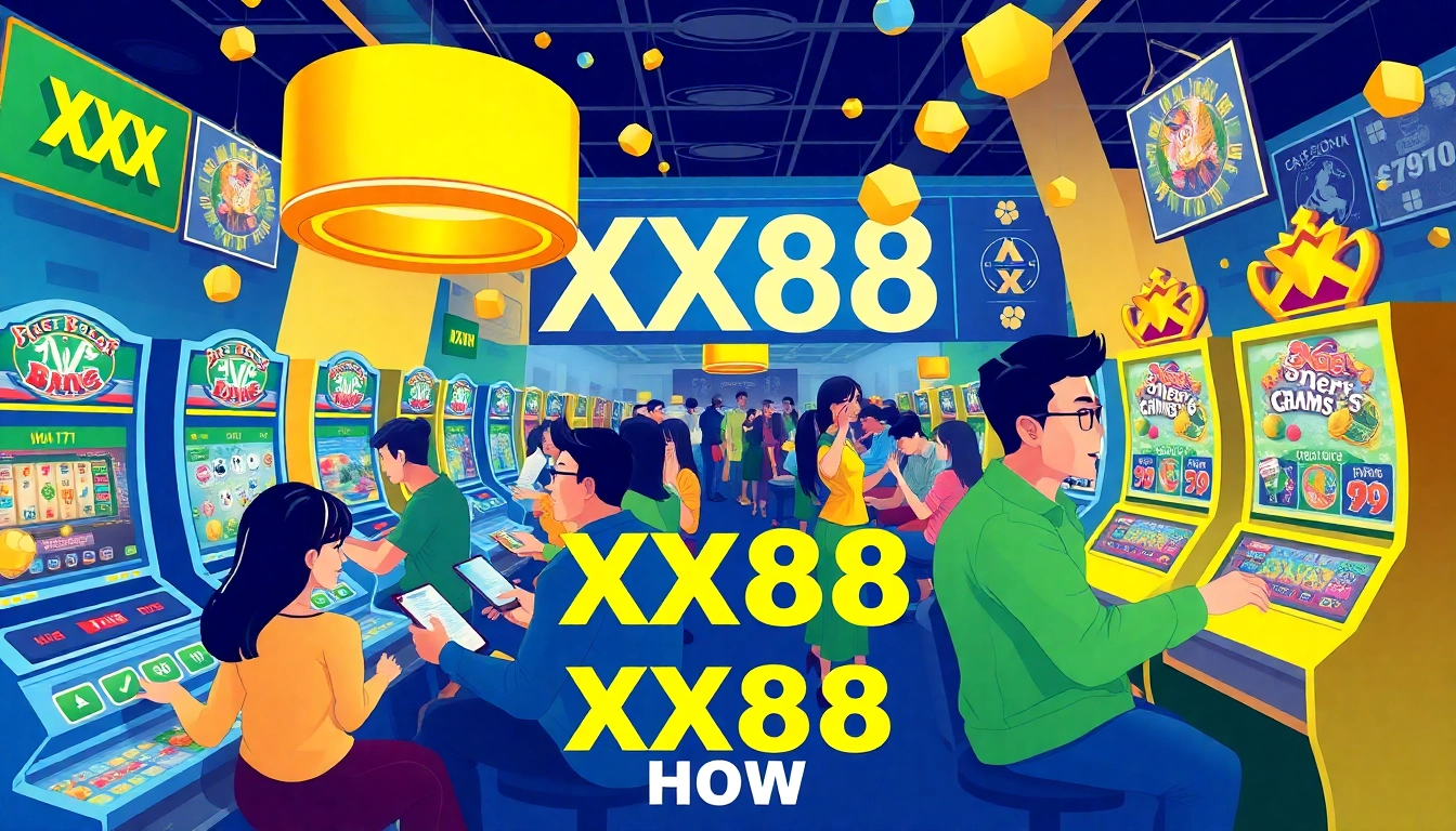 Experience the excitement of online gaming with XX88 HOW, showcasing diverse players engaged in thrilling casino and sports betting.