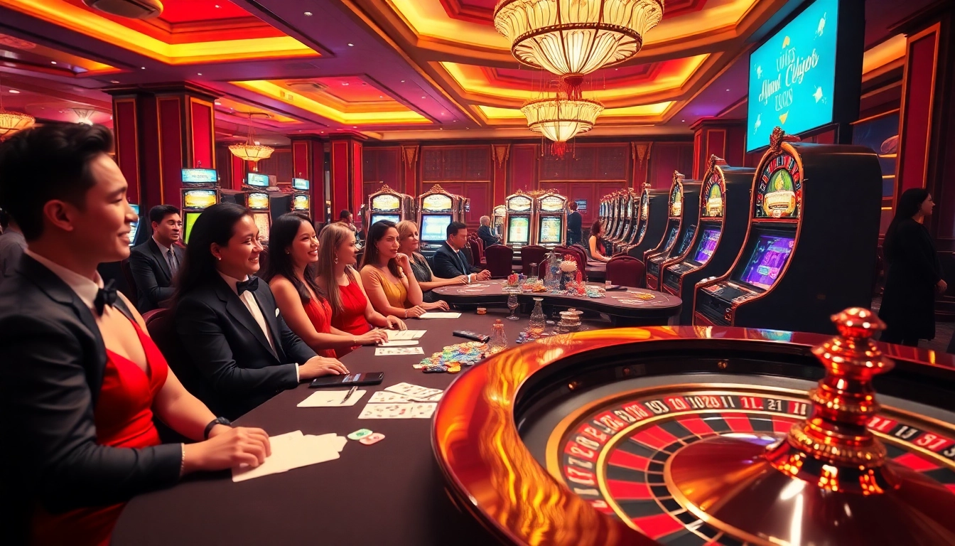 Experience thrilling gameplay at https://8kbest.net/ in a vibrant casino setting with elegant players and exciting games.