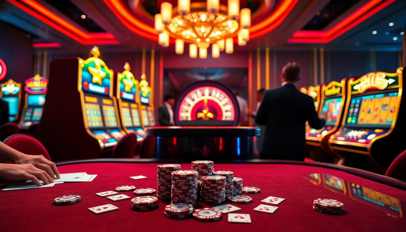 Experience the thrill of JILI slot games at a lively casino table with poker chips and cards.