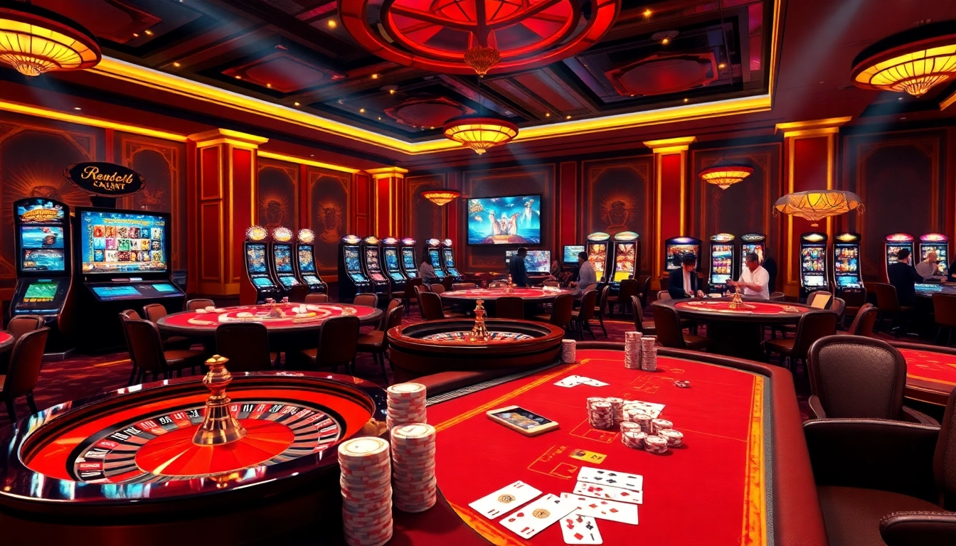 Experience the vibrant atmosphere of hay88.page casino, with immersive gambling action at tables and digital interfaces.