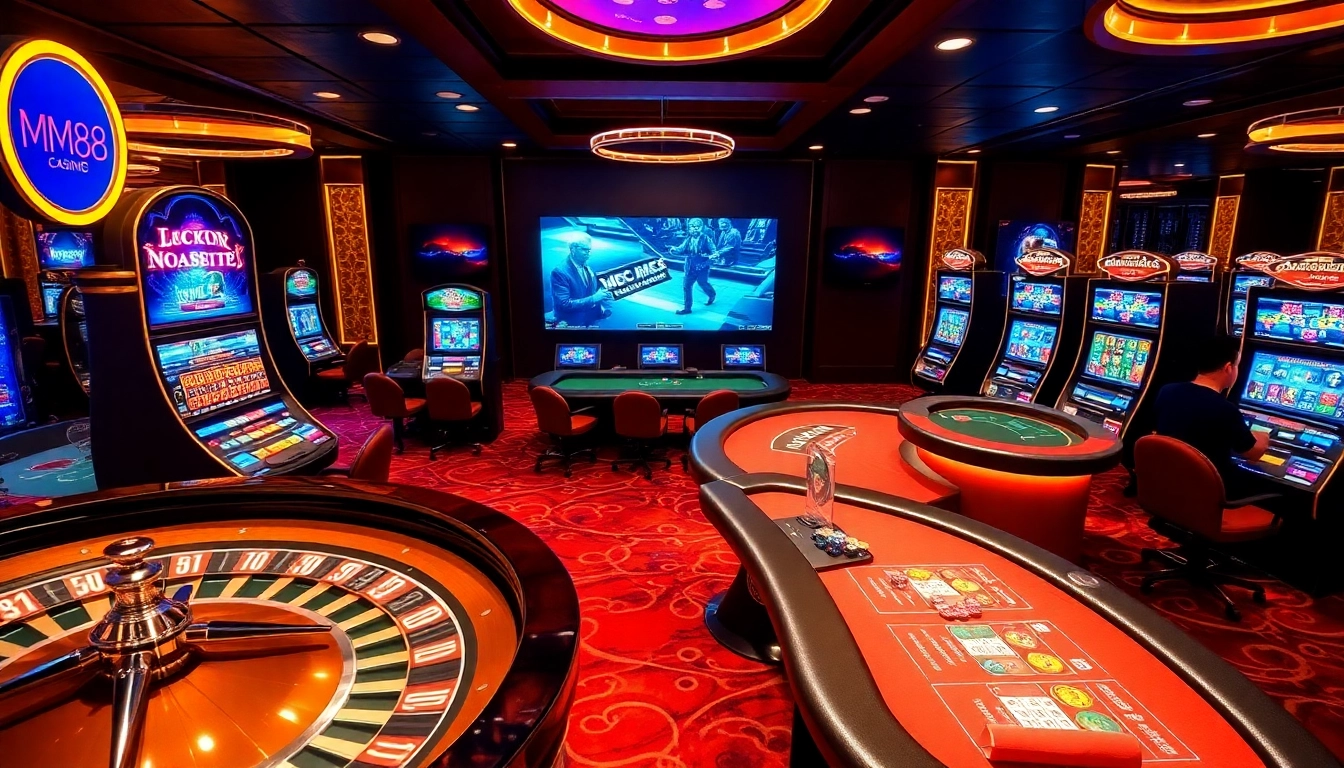 Experience MM88's thrilling casino atmosphere with vibrant tables and engaging gameplay.