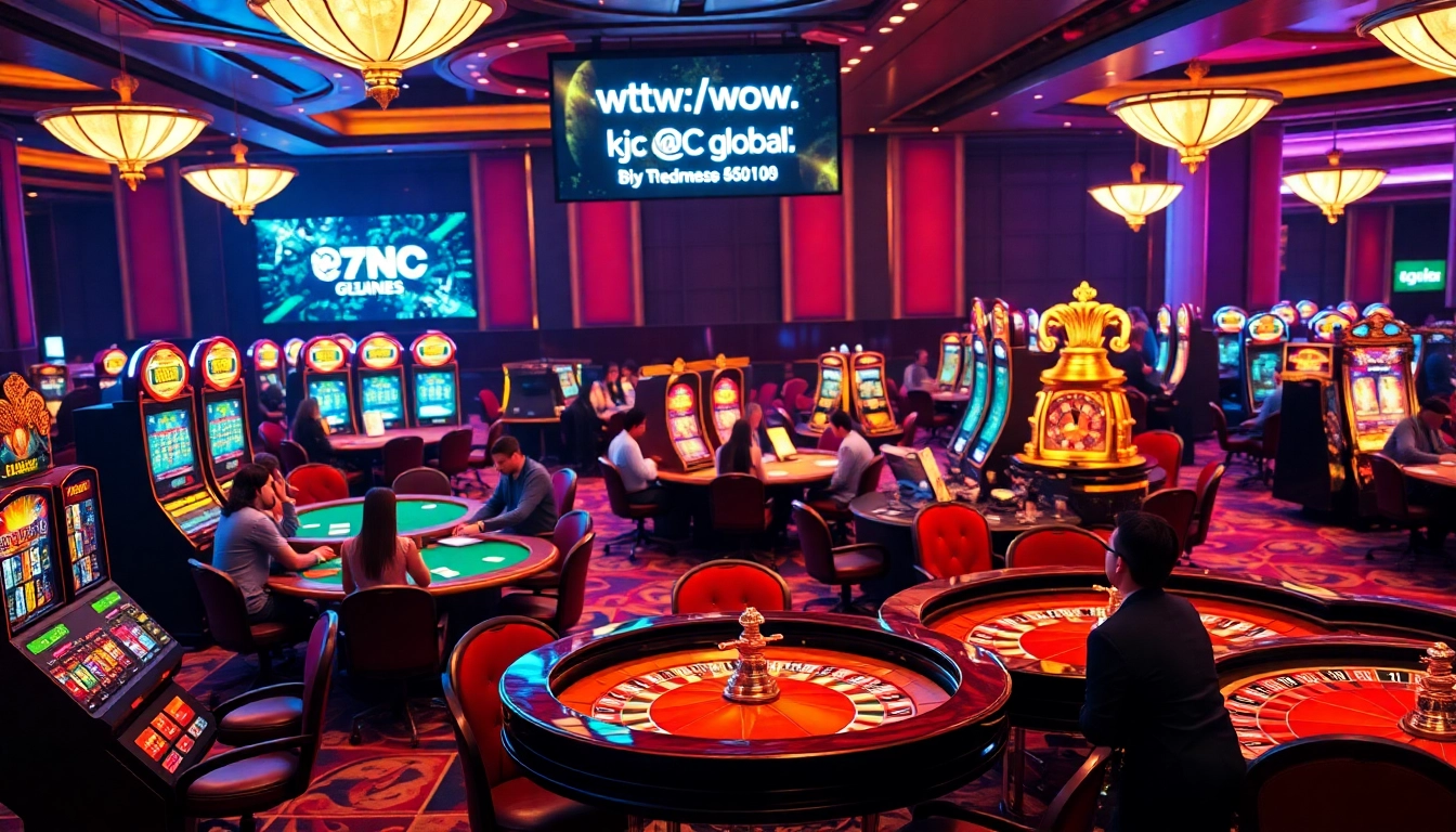 Intense poker action in a luxury casino atmosphere at https://www.kjc.global/ highlighting excitement.