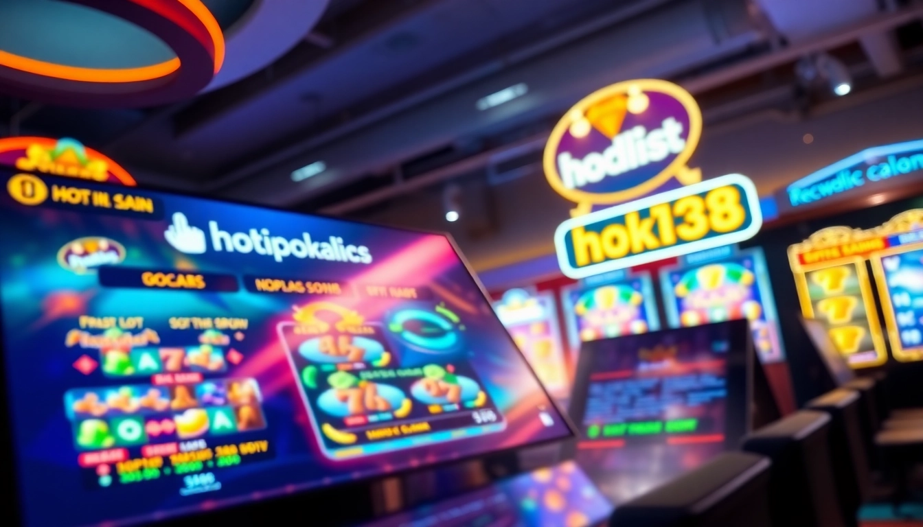 Exciting digital gaming interface showing hoki138 slot games with colorful graphics and engaging animations.