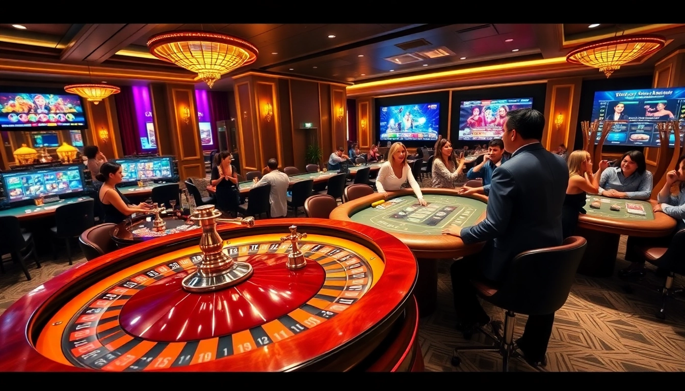 Dynamic casino experience at Trang chủ Thabet showcasing poker and roulette excitement.