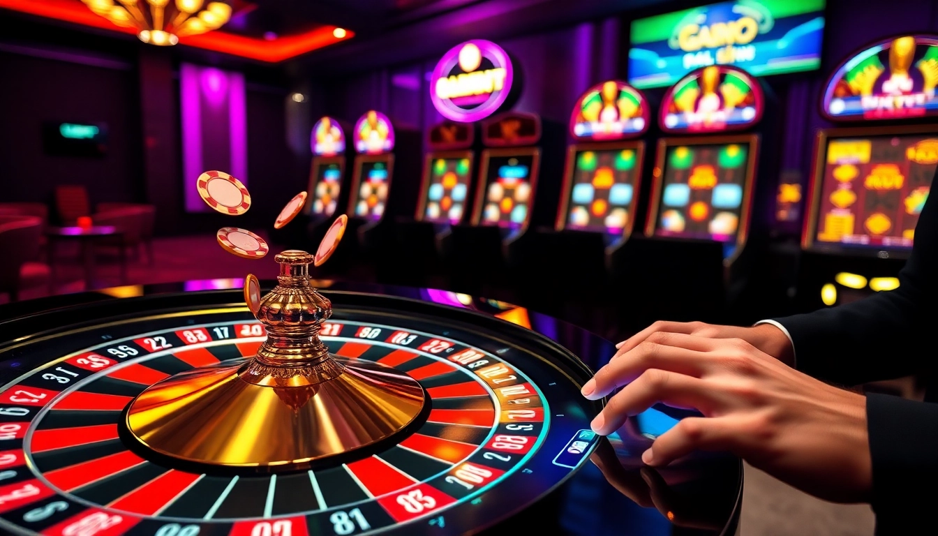 Experience thrilling Betting Online Now with vibrant poker chips and roulette in a luxurious casino setting.