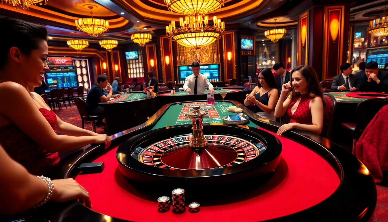 Players enjoying a thrilling game at https://king333.club/ with vibrant roulette wheels and colorful chips.