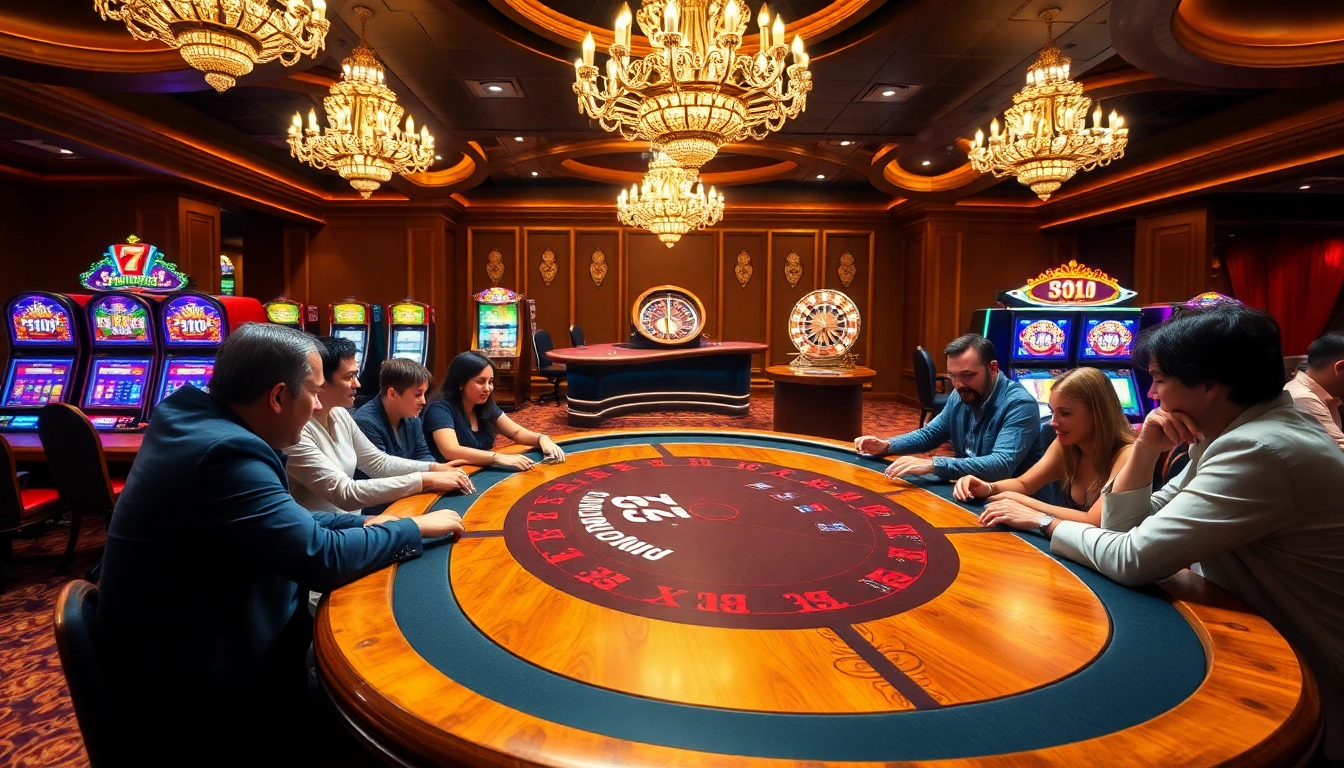 Players enjoying high-stakes poker at B52club in a luxurious casino setting.