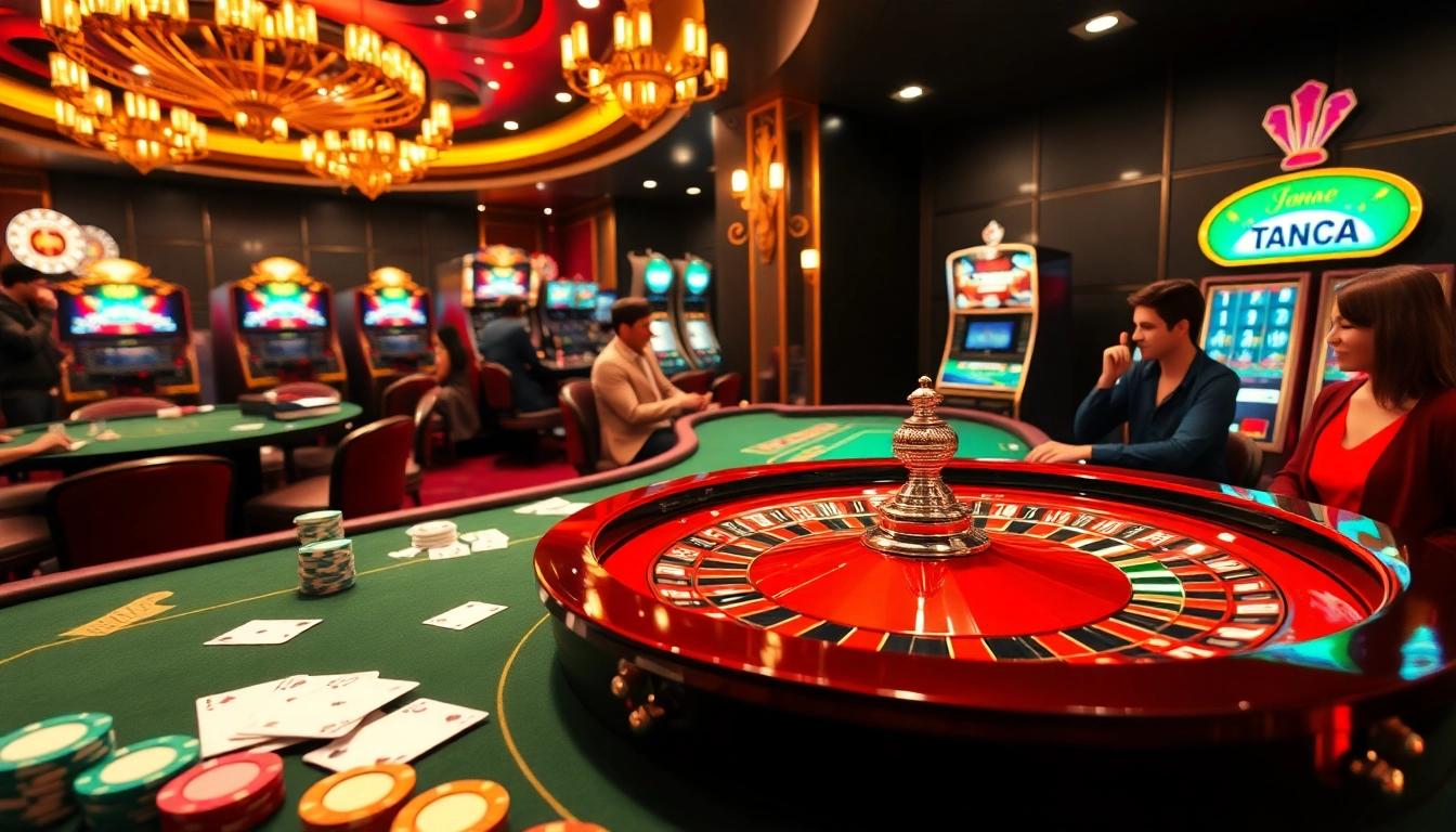 Experience the excitement of online gambling at https://xocdia24h.com/ with vibrant casino visuals featuring roulette, cards, and slot machines.