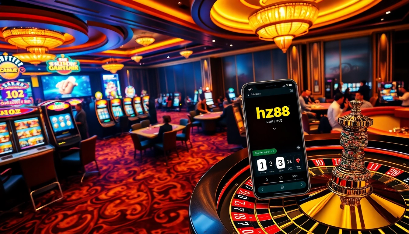 Experience high-stakes gaming at hz88 with vibrant casino tables and engaged players.