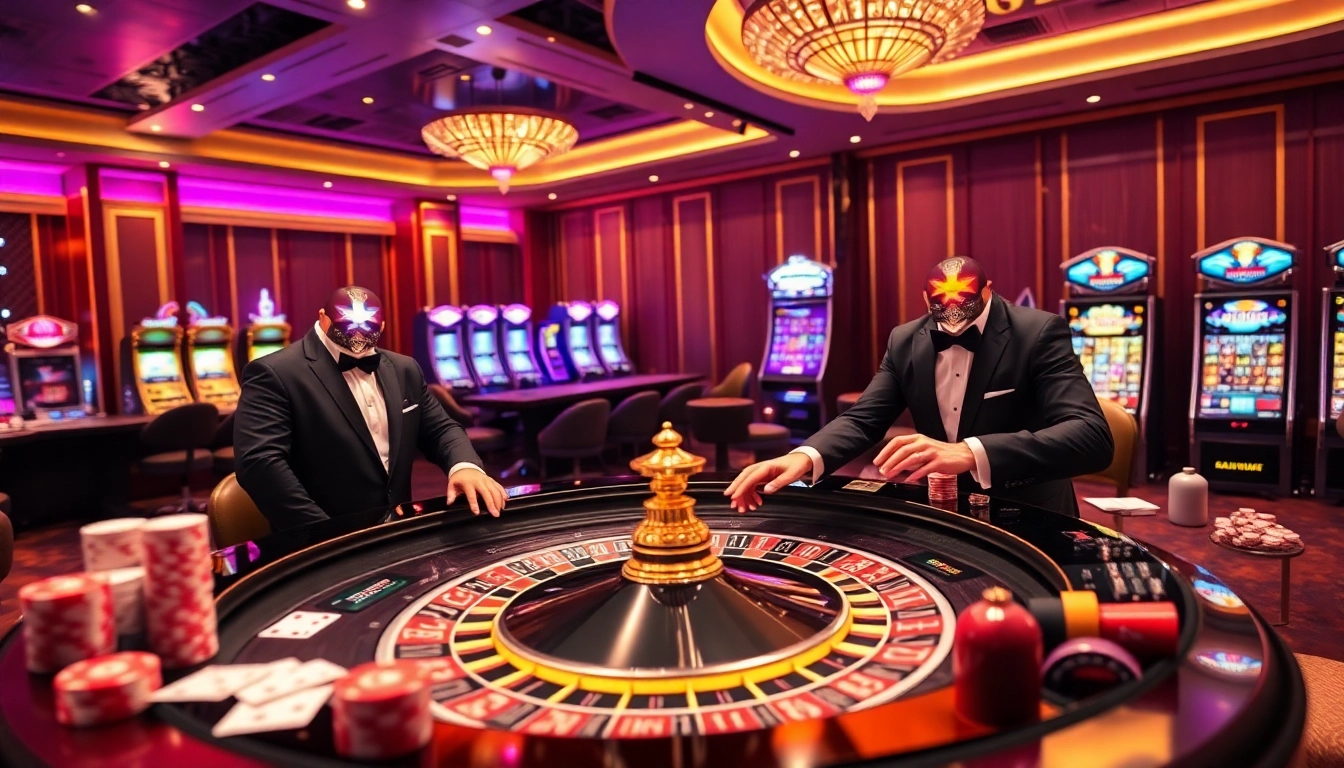 RR88 gaming table featuring a thrilling roulette win with professional dealers and vibrant casino elements.