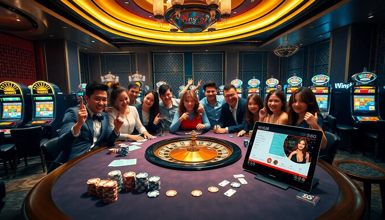Players placing bets at a poker table while engaging with the win678 online gambling platform.