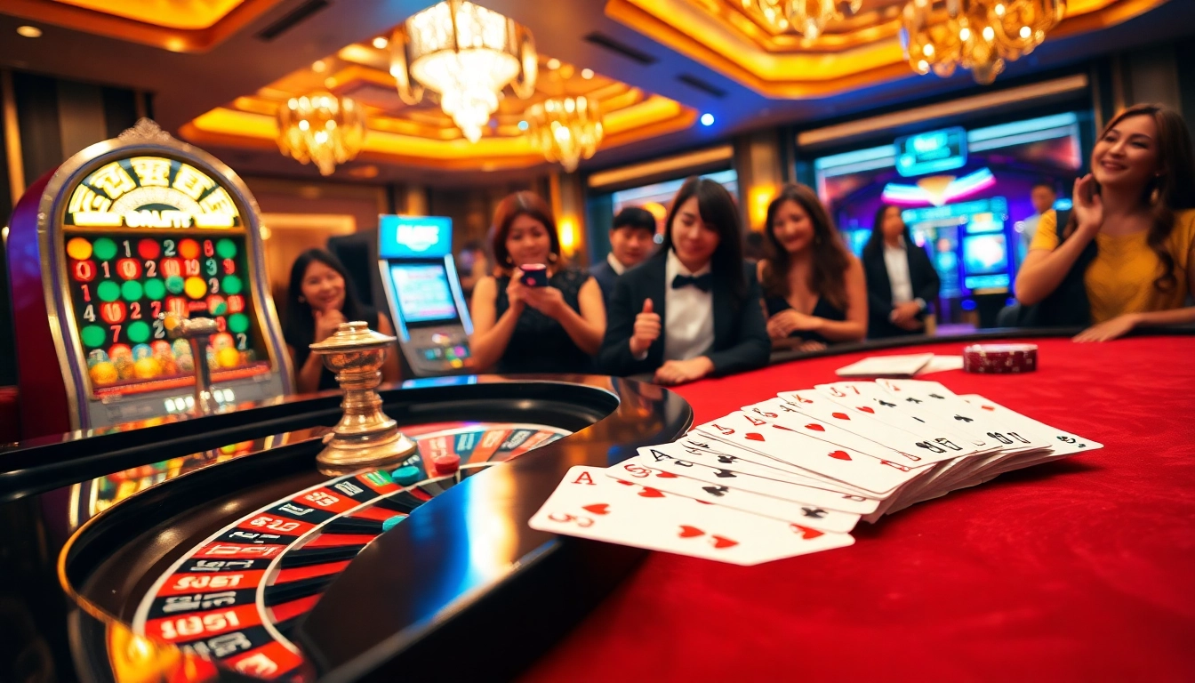 Exciting roulette game scene at EE88 casino showcasing vibrant chips and lively players.