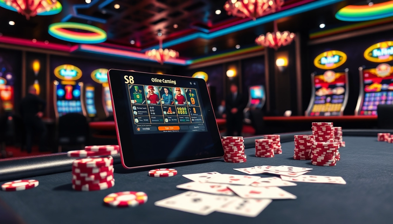 Gambling action highlighting S8 with vibrant casino elements and players enjoying a thrilling game night.