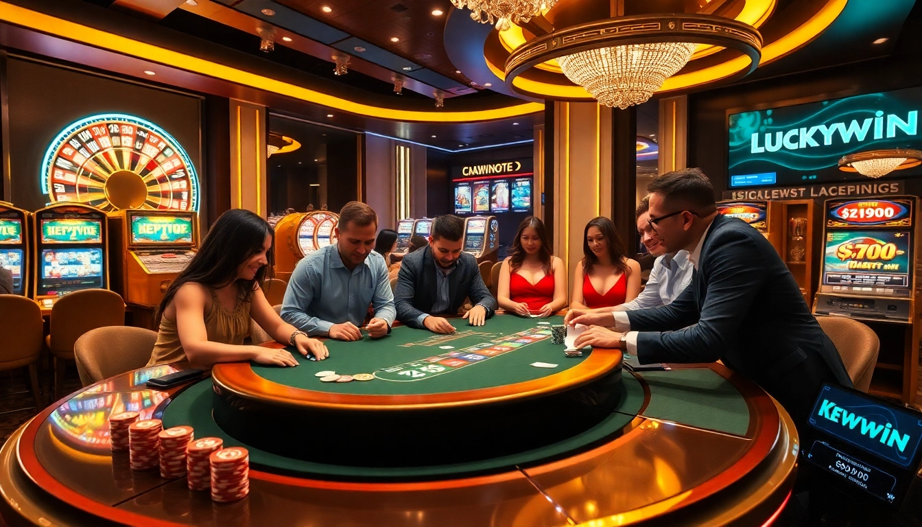 Experience high-stakes gambling with Luckywin at an exciting casino poker table.