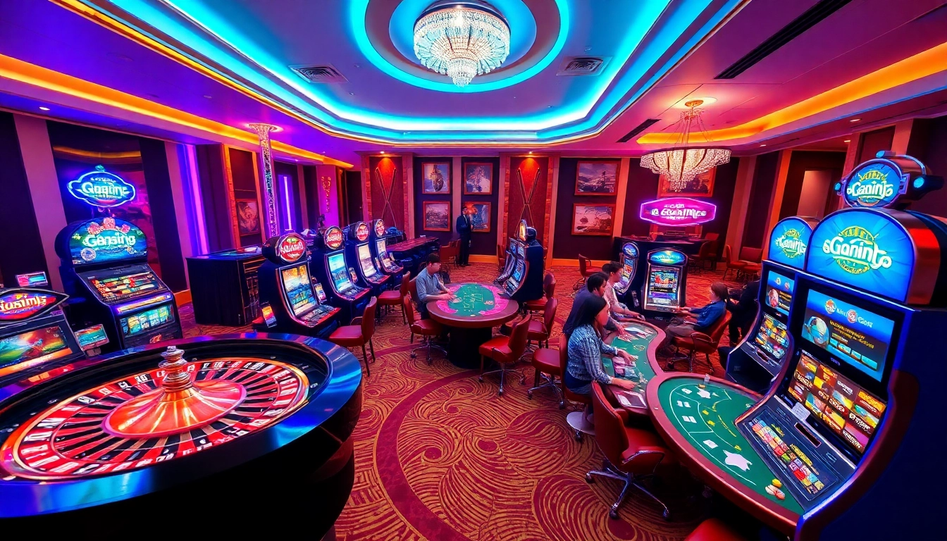 Experience the thrill of betting at go88 com .vn with vibrant casino visuals showcasing roulette and poker tables.