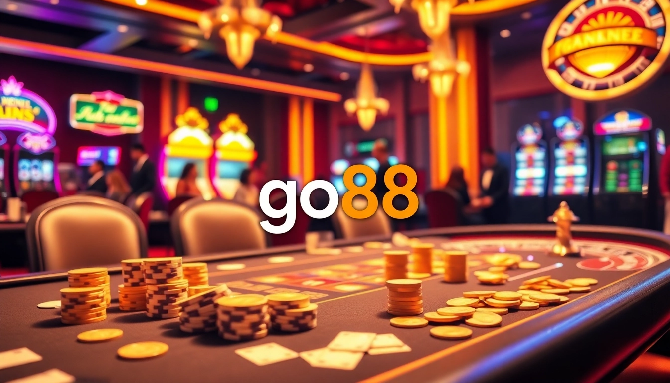 Experience thrilling gaming at go88, where dealers engage players at luxurious casino tables.