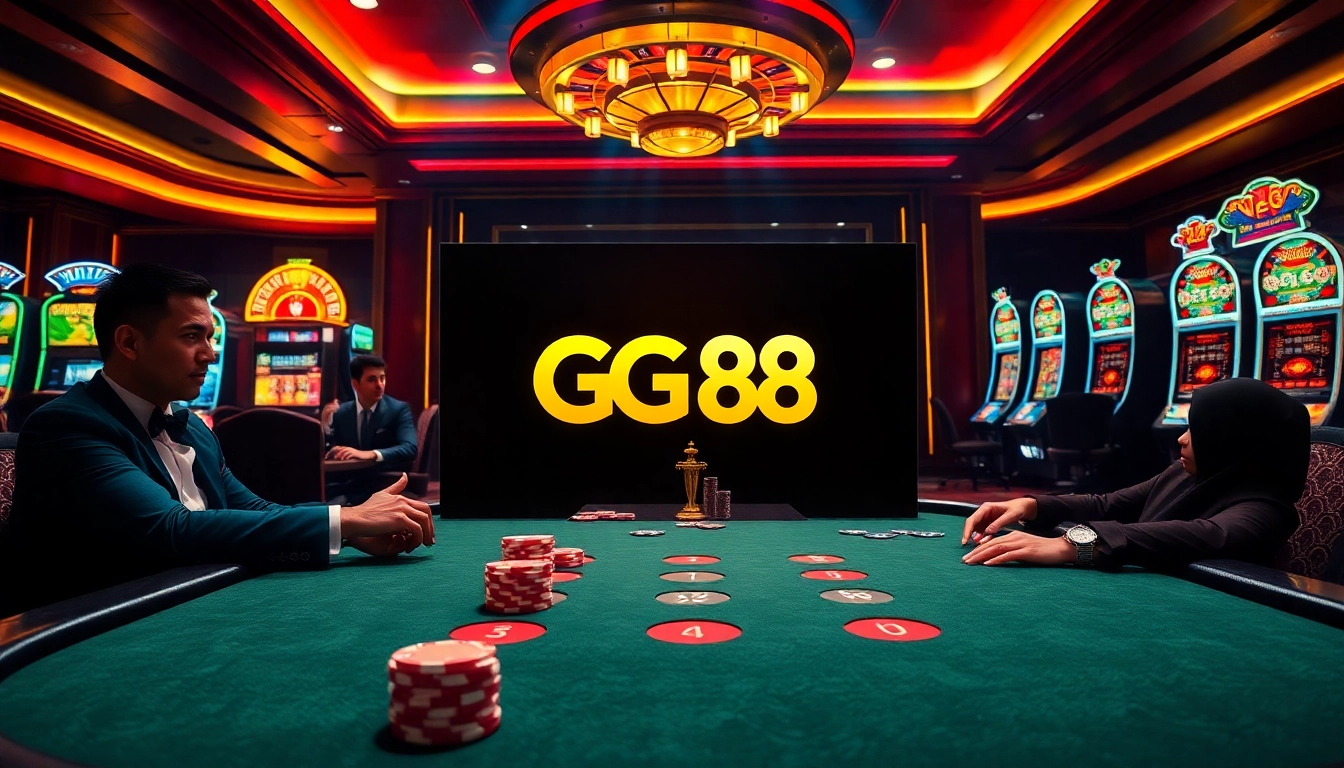 High-stakes poker scene at GG 88, showcasing luxury and excitement in gambling.