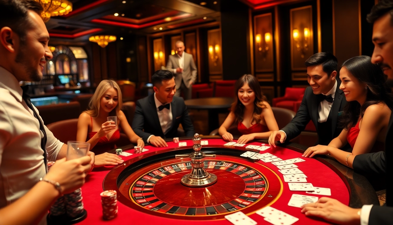 Hitclub casino players enjoying an exciting game at a luxurious table.