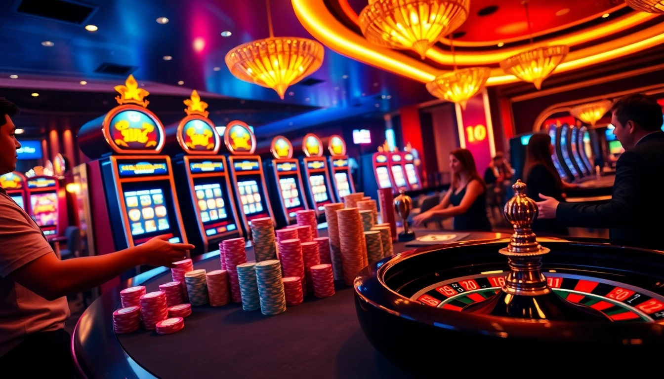 Play exciting slot games at luxury12 with vibrant casino visuals and engaging atmosphere.