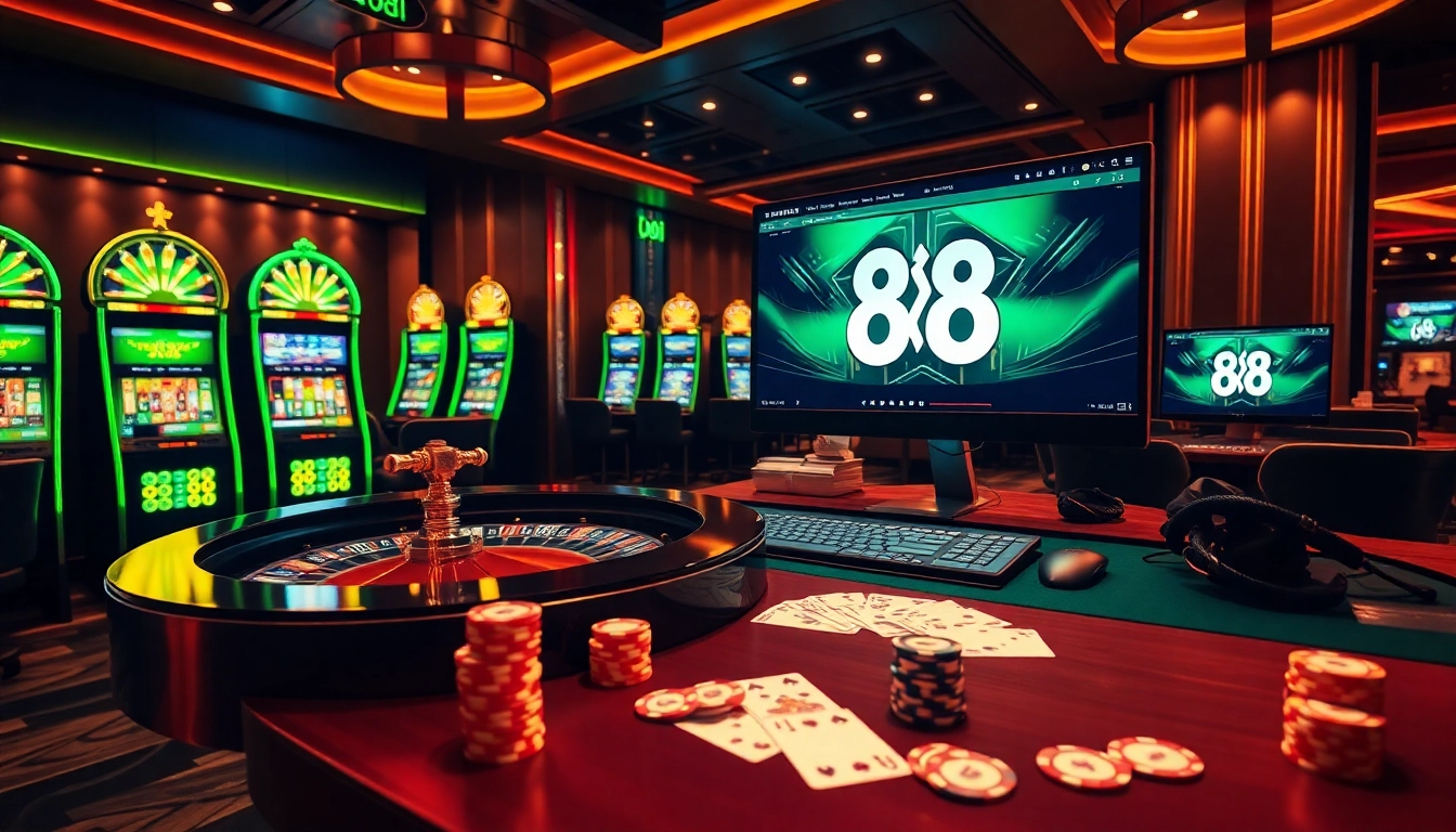 Experience the thrill of gambling at 88i with a vibrant online casino scene featuring roulette and slot machines.