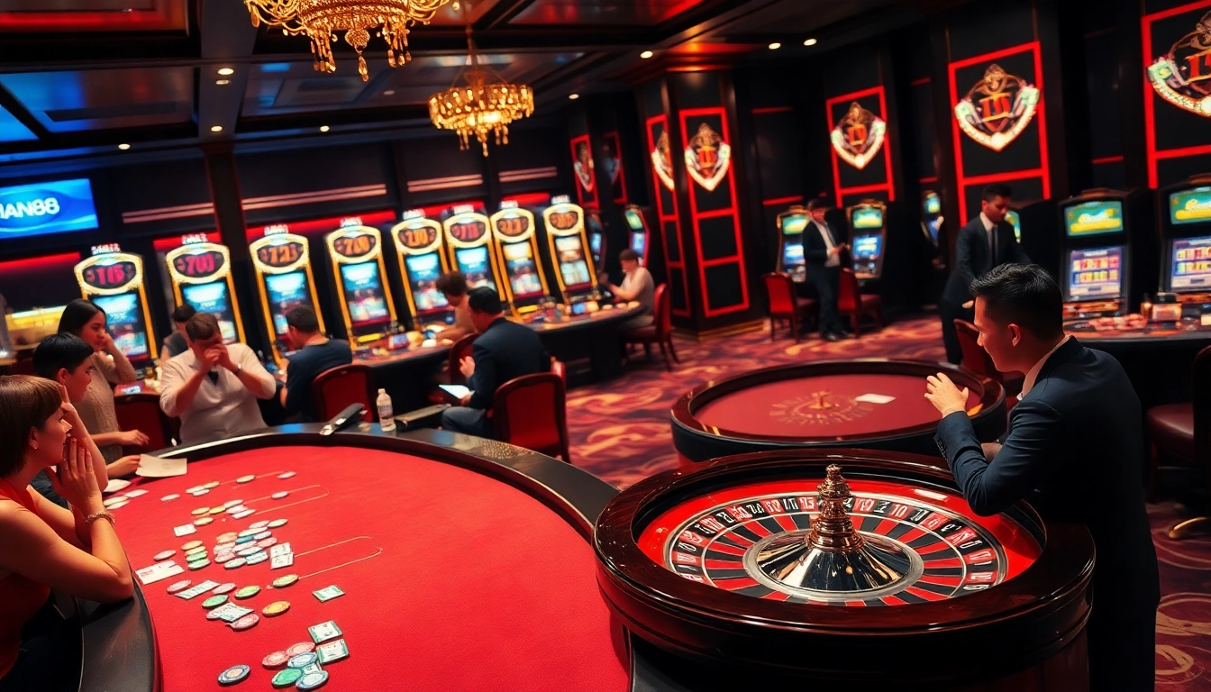 Engaging casino scene showcasing Man88 where players win at roulette and enjoy thrilling games.