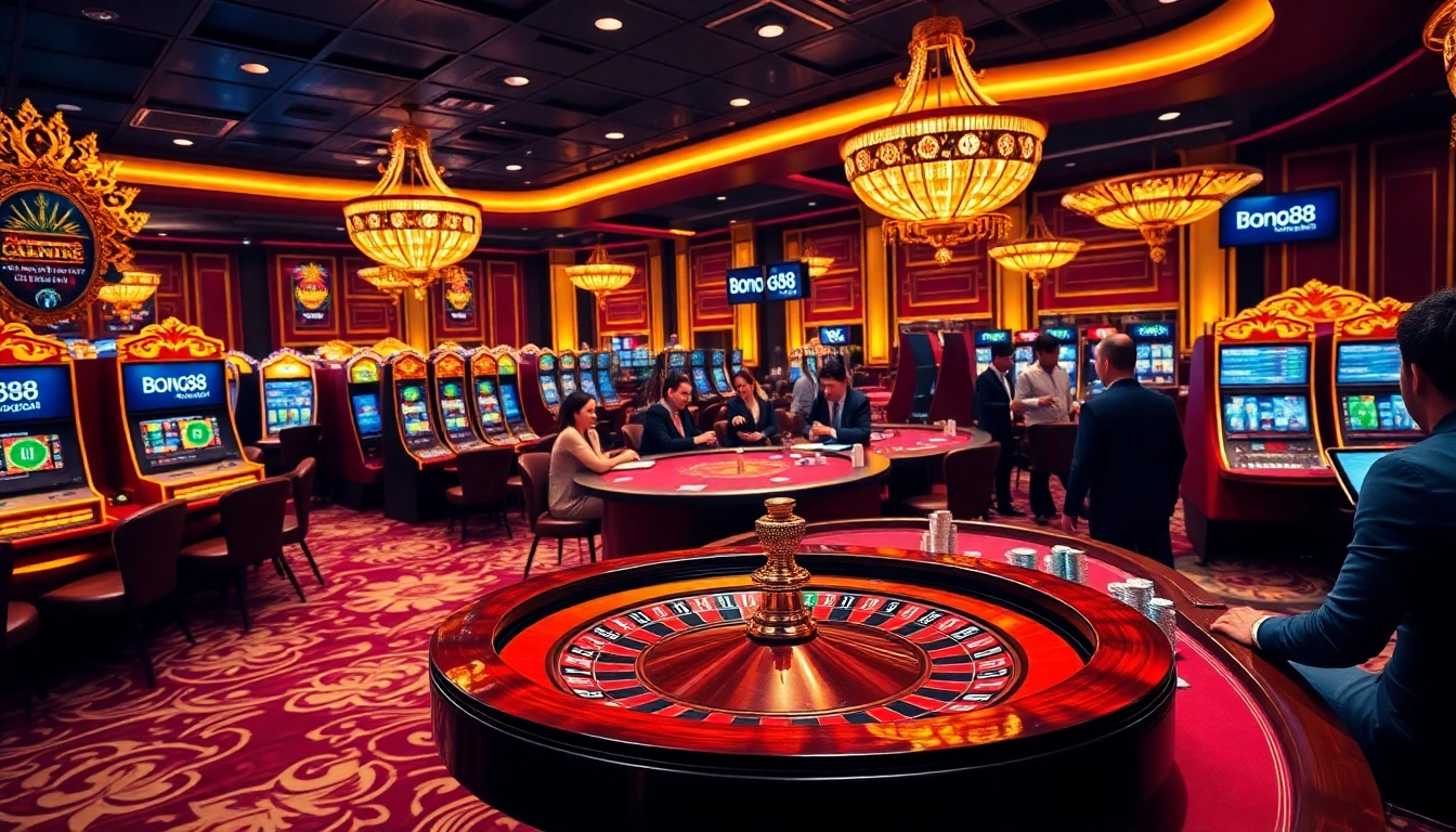 Witness the excitement of Bong88 with dynamic poker action and casino visuals.