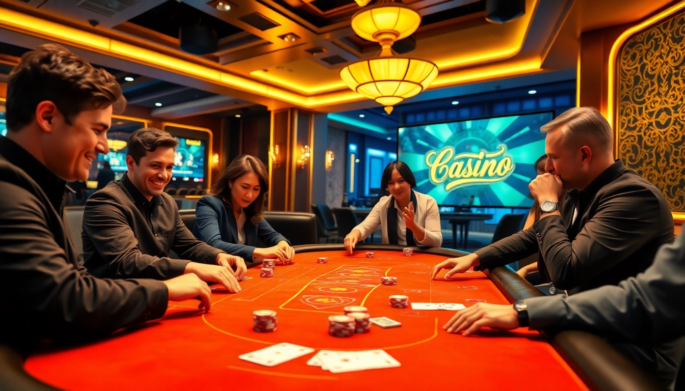 에볼루션 카지노에서 고급스러운 게임 테이블과 흥미진진한 플레이어의 모습