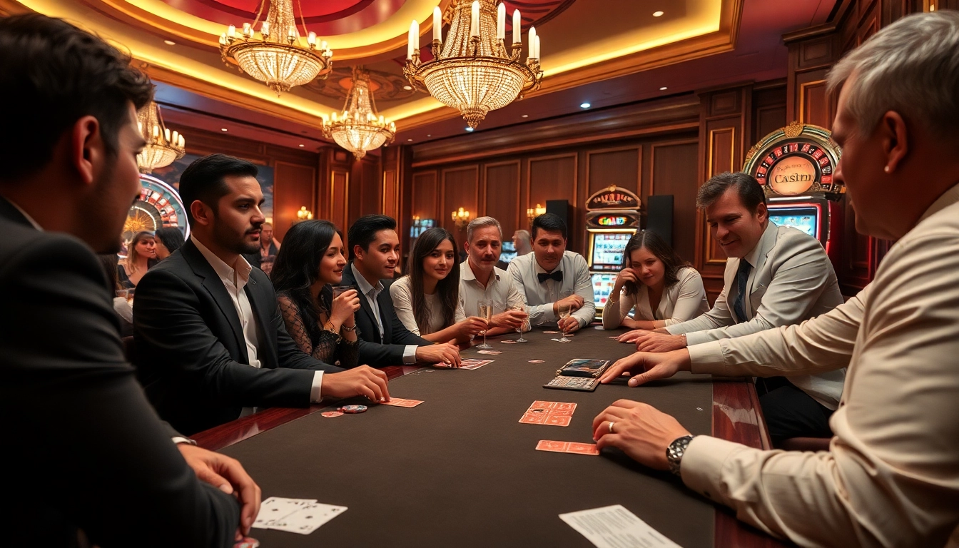 No Hu poker strategy game with players engaged in a luxurious casino setting.