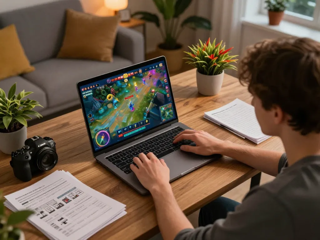 Engaging session with slot88 online gaming interface on a laptop, capturing the excitement of gameplay.
