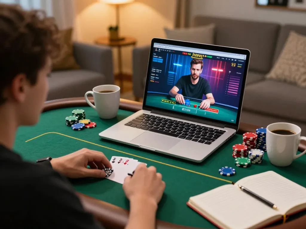 Engaged player betting at king33 poker table online, focusing on strategic gameplay.