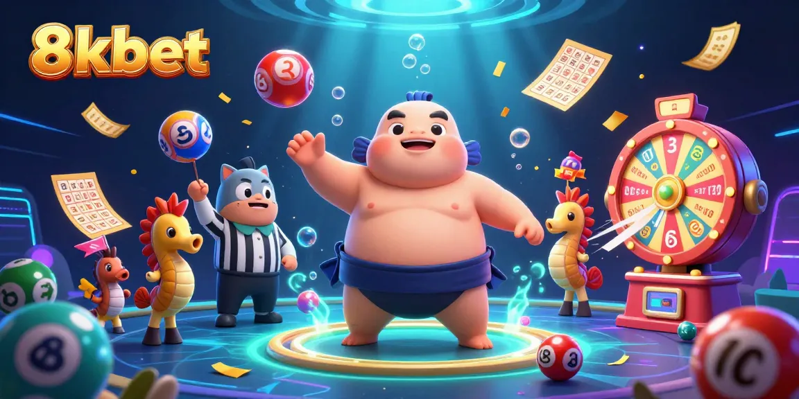 Experience thrilling moments at 8xbet with vibrant lottery elements and engaging characters in an exciting underwater scene.
