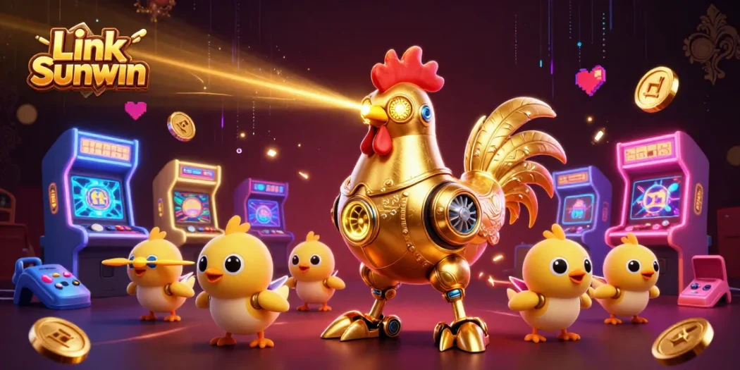 Experience the thrill of gaming at Link Sunwin with a vibrant casino atmosphere featuring unique characters and dynamic elements.