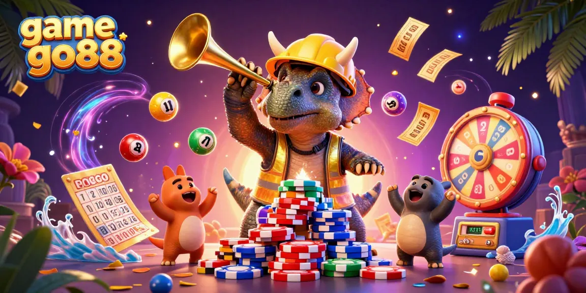Engage with game go88 in a vibrant 3D scene filled with dynamic gambling elements.