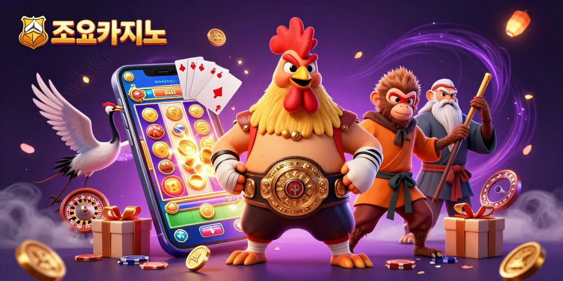 Experience thrilling gameplay at 조이카지노 with vibrant 3D casino characters and action-packed gaming elements.