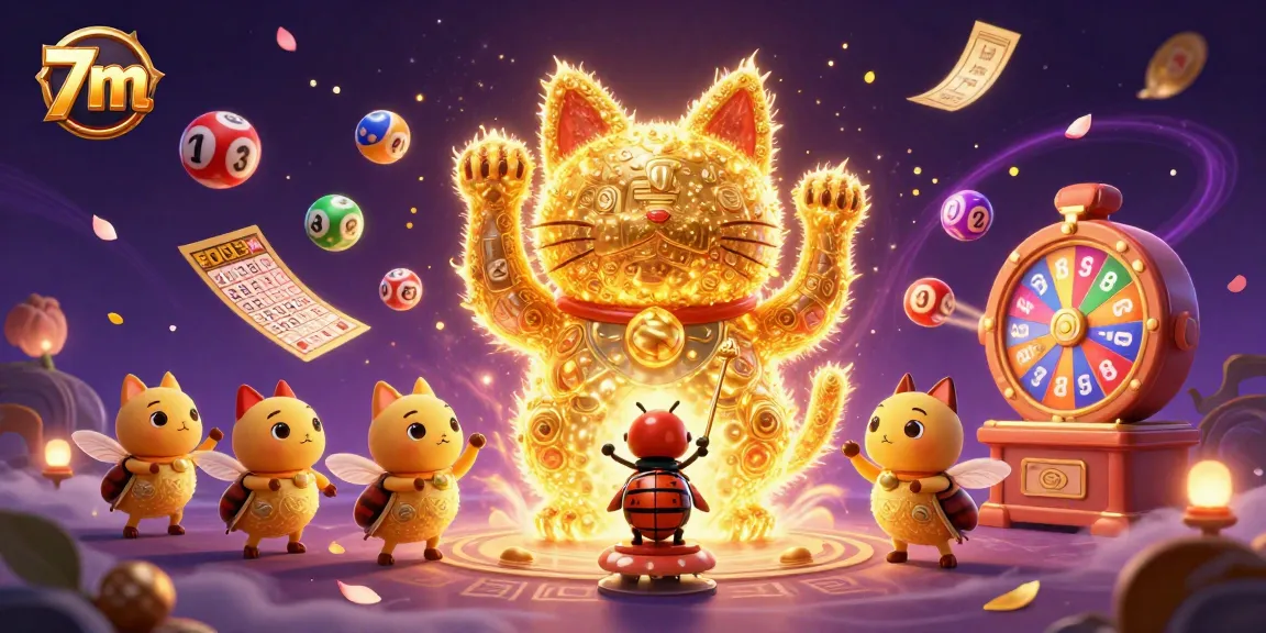 Experience thrilling wins with 7m's dynamic gambling scene featuring lucky cat and vibrant casino elements.