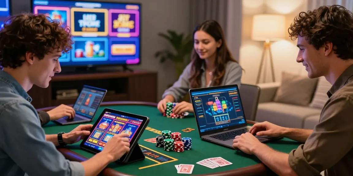 Experience the thrill of new online casinos with players engaged in exciting games at home.