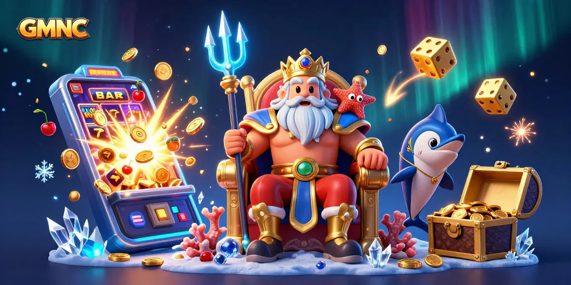 Experience thrilling gambling with GMNC's vibrant 3D illustration showcasing dynamic casino action.
