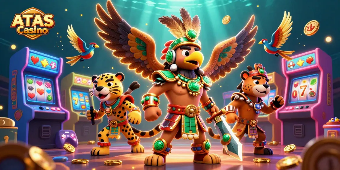Engage with ATAS Casino's vibrant gaming world, featuring thrilling slot elements and dynamic characters.