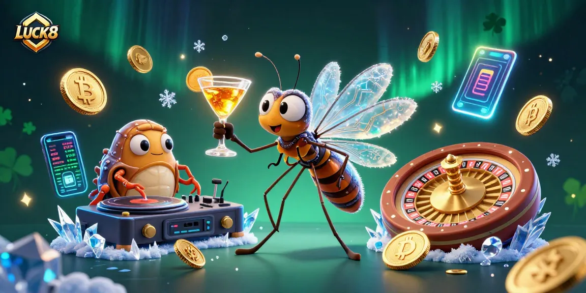 Experience the excitement of LUCK8 with unique casino characters and thrilling games depicted in this vibrant scene.