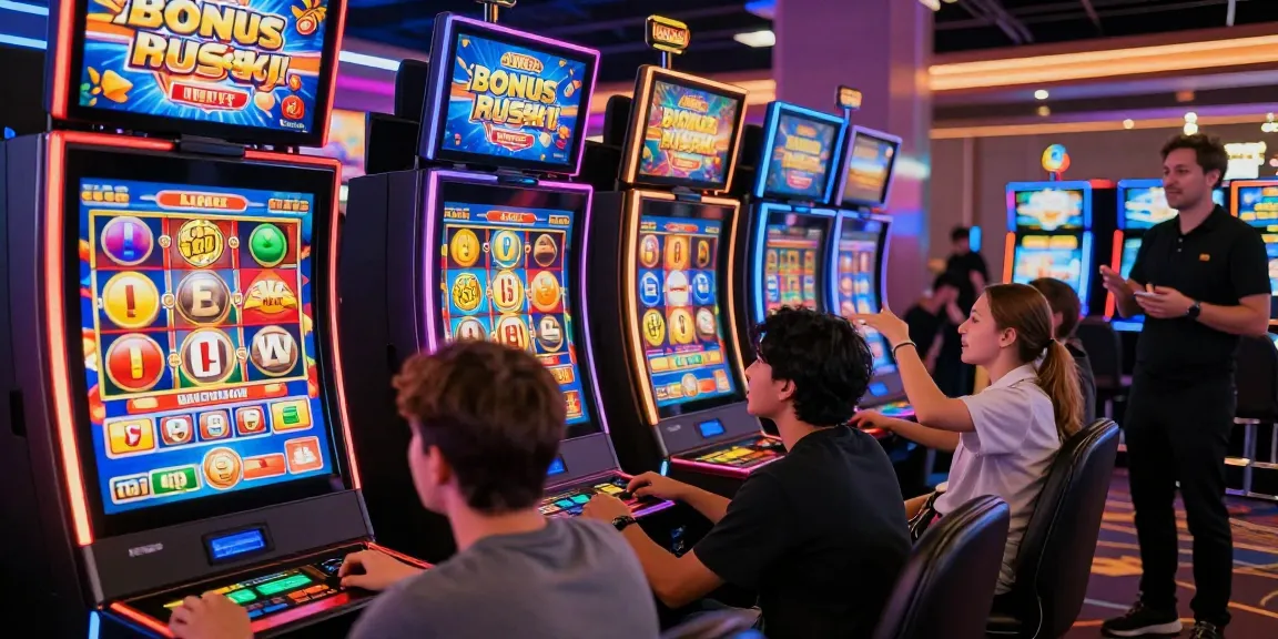 Players enjoying exciting bonus buy slots UK in a colorful online casino setting with animated graphics.