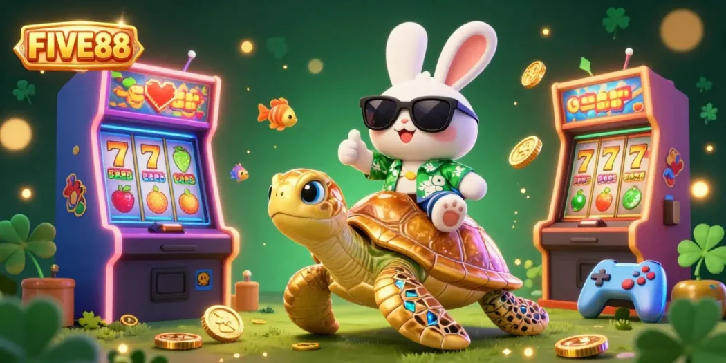 Play slots and have fun at FIVE88 with a vibrant 3D illustration of lucky characters!